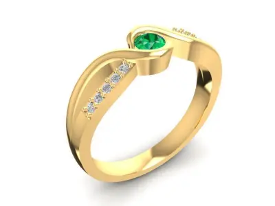 Elegant Gemstone Diamond Ring for Women 1594 3D print model
