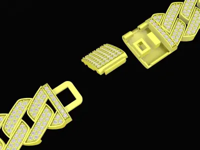 Luxury Cuban Link Pave Diamond Bracelet for Men 4137 3D print model