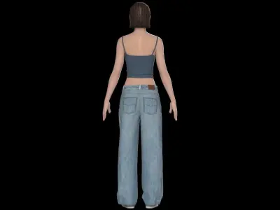 Female denim jean tank 3D model