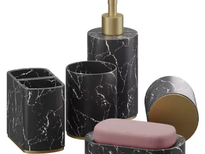 5 Piece Bathroom Counter Top Accessory Set 3D model