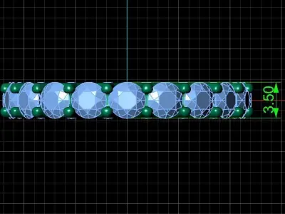 U Shaped Eternity Ring 3 point 5 mm stone size swiss 14 and EU54 3D print model