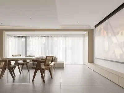 Modern living room dining room bedroom interior scenes 555 3D model
