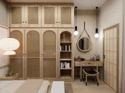 JAPANESE THEME BEDROOM INTERIOR DESIGN 3D model