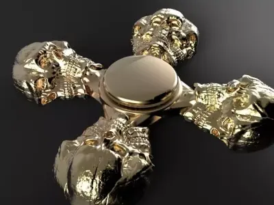 Premium spinner Merged skull 4-arm 3D print model