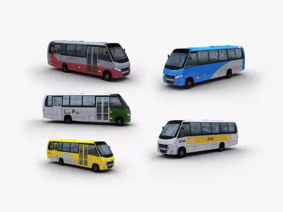 City bus with interior 7 Low-poly 3D model