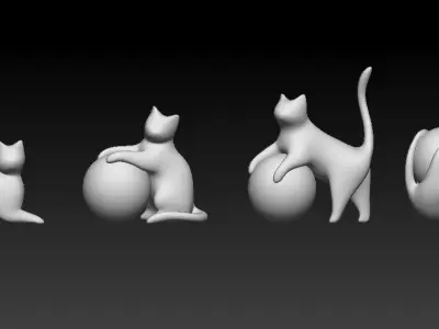 Stylized Cat with light - Collection 3D model