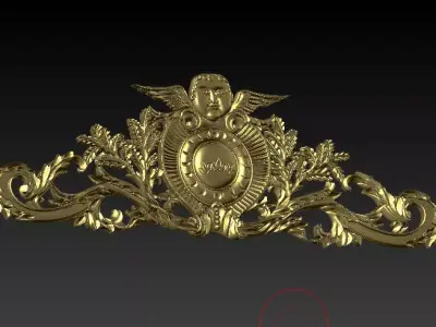 Classic 3D textures are inlaid with a gold frame 3D model 3D model
