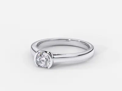 ZDR0213 solitaire diamond engagement ring gold 3D print model