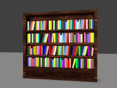 Library book shelf books Free low-poly 3D model