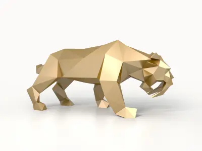 Low Poly Saber Toothed Tiger Low-poly 3D model