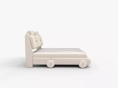Keyluv Queen Led Car Bed Frame with Wheels Decor 3D model