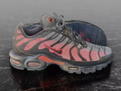 NIKE AIRMAX PLUS BLACK REFLECTIVE 3D SHOES Low-poly 3D model