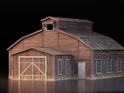 Realistic Medieval Workshop Low-poly 3D model