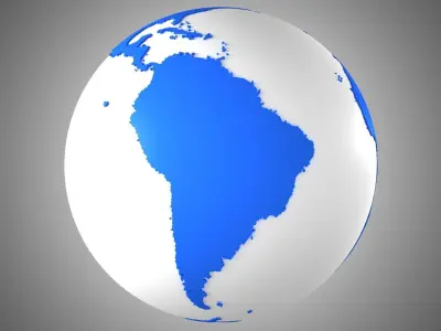 Solid Color Blue White Globe 3D model