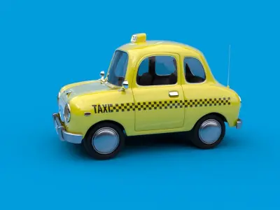 Cartoon Taxi Car Rig 3D model