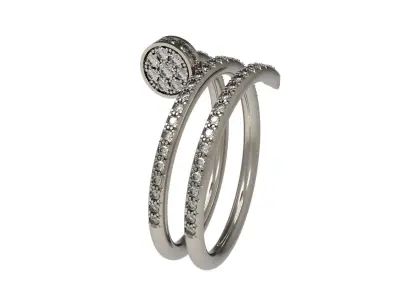 ring 3D print model silver with diamonds 3D print model