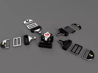 Racing Seat Belt with 5 Point Harness 3D print model