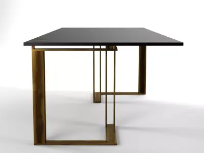 BlackandGold dining table with brass legs 3D model