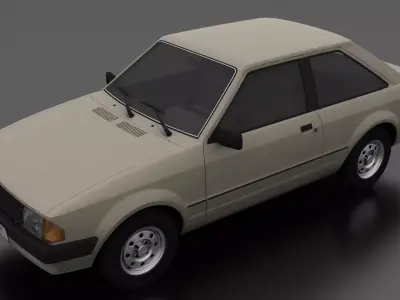 Escort mk3 1981 3-door Liftback Low-poly 3D model