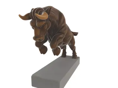 Charging Bull Sculpture Dynamic Bronze-Style Statue 3D print model