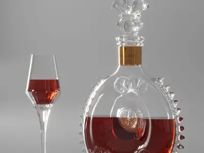 Set of wine and cigarettes 3D model