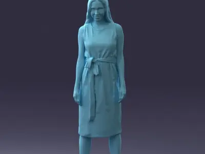 000161 Standing Woman in White Belted Dress 0714 3dp 3D print model