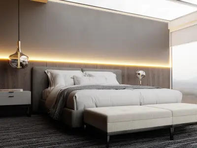 Photorealistic bedroom in native blend file by-VIZFROMBLENDER 3D model