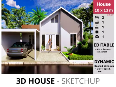 House 10x13m code 637 - Sketchup 3D model 3D model 3D model