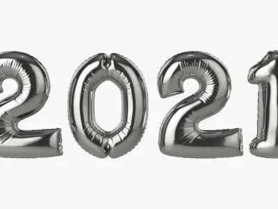 Foil balloon 2021 year numbers 3D model