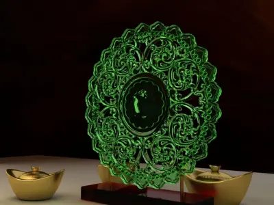 Chinese gold ingot 3D model 2