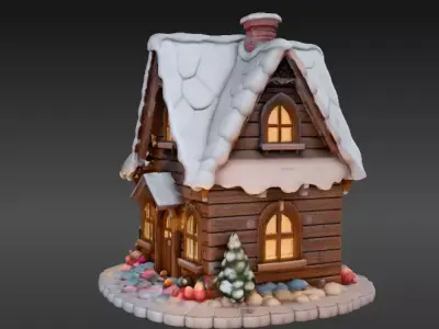 Cozy Winter Village House 3D Model Two Model Pack  3D model