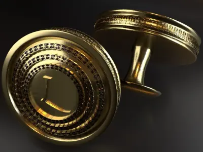Luxury Cufflink with alphabet L 3D print model