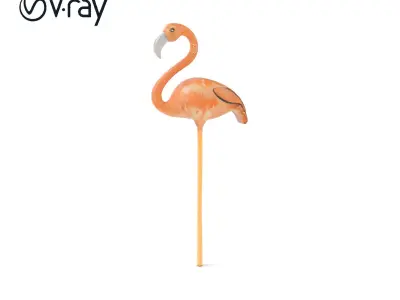 Elegant Flamingo Sculpture Model Pack for Decoration Low-poly 3D model