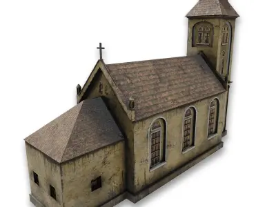 Post apocalyptic church Low-poly 3D model