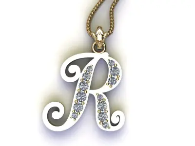 Alphabet V1 Font Style Pendant R 3D print model