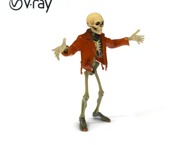 Stylish Skeleton Character in Leather Jacket for Games and An... Low-poly 3D model