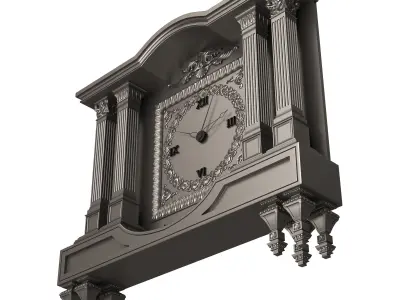 Classic Clock 09 Chrome Low-poly 3D model