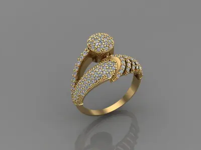 STL 3DM Print Ready Women Diamond Ring Lightweight Printable  3D print model 44
