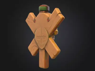 Wooden Skull Emblem Low-poly 3D model