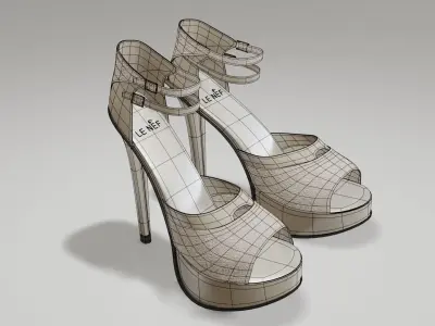 High Heeled Luxury Design Shoes  Low-poly 3D model