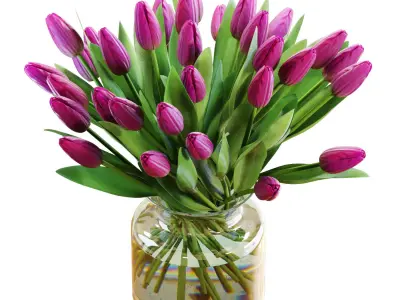Flower Set 22 - Purple Tulips Bouquet 3D model