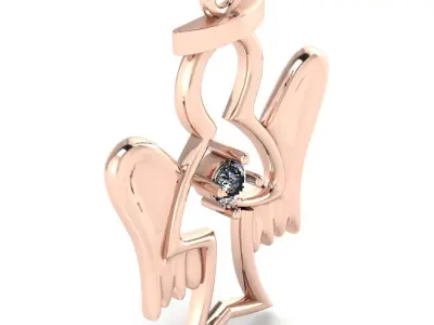 Pendant angel with a brilliant heart 3D print model