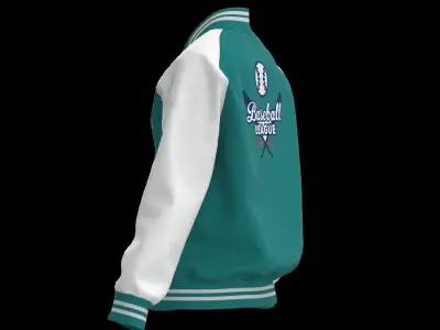 Female raglan varsity jacket 3D model
