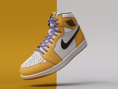 AirJordan 1 Retro HighOG Color Orange Low-poly 3D model