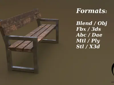 Bench 30 4in1 - 4 Texture 1 Model Low-poly 3D model