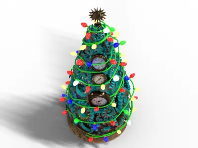 Steampunk tree for Christmas Low-poly 3D model