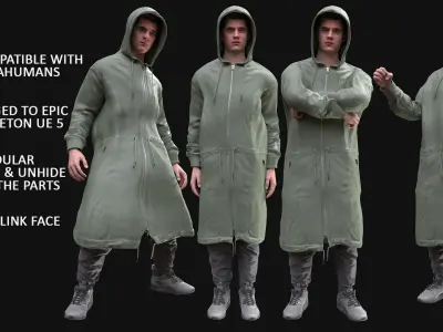 Man - Autumn Outfit 3 - Modular - Rigged Low-poly 3D model