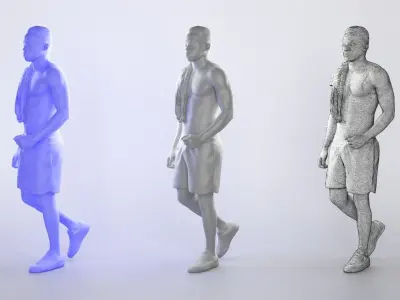 Handsome young man in beach shorts walking 339 Low-poly 3D model