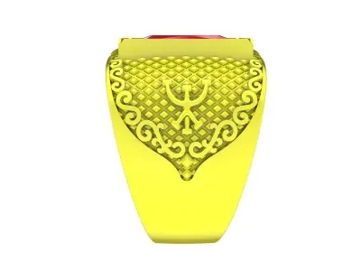 Luxury Engraved Rectangular Gemstone Men Ring 3D Model 4969 3D print model