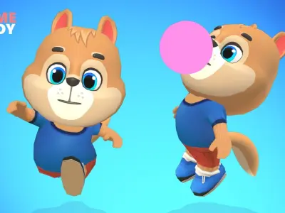 Squirrel Animated Rigged Low-poly 3D model